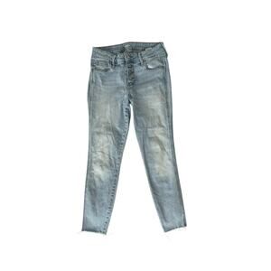 Old‎ Navy Women's Rockstar Super Skinny Light Wash Button Fly Raw Hem Jeans 6